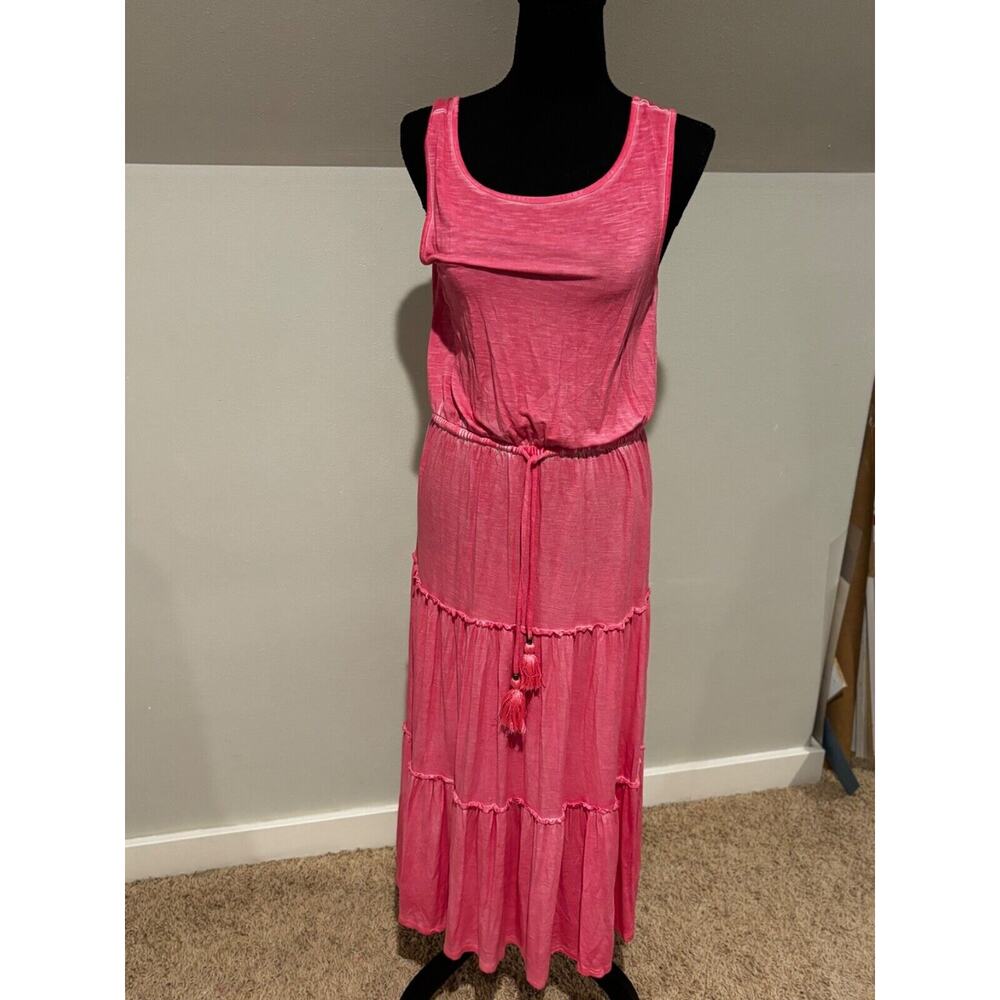 Knox Rose Womens sz S Maxi Dress Pink Tiered Boho peasant career travel comfy - Picture 5 of 7